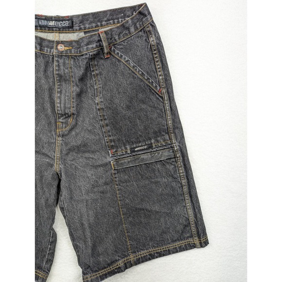 DNM Mecca‎ Carpenter Denim Shorts Vintage Streetwear Pockets Black 42 - Picture 2 of 11